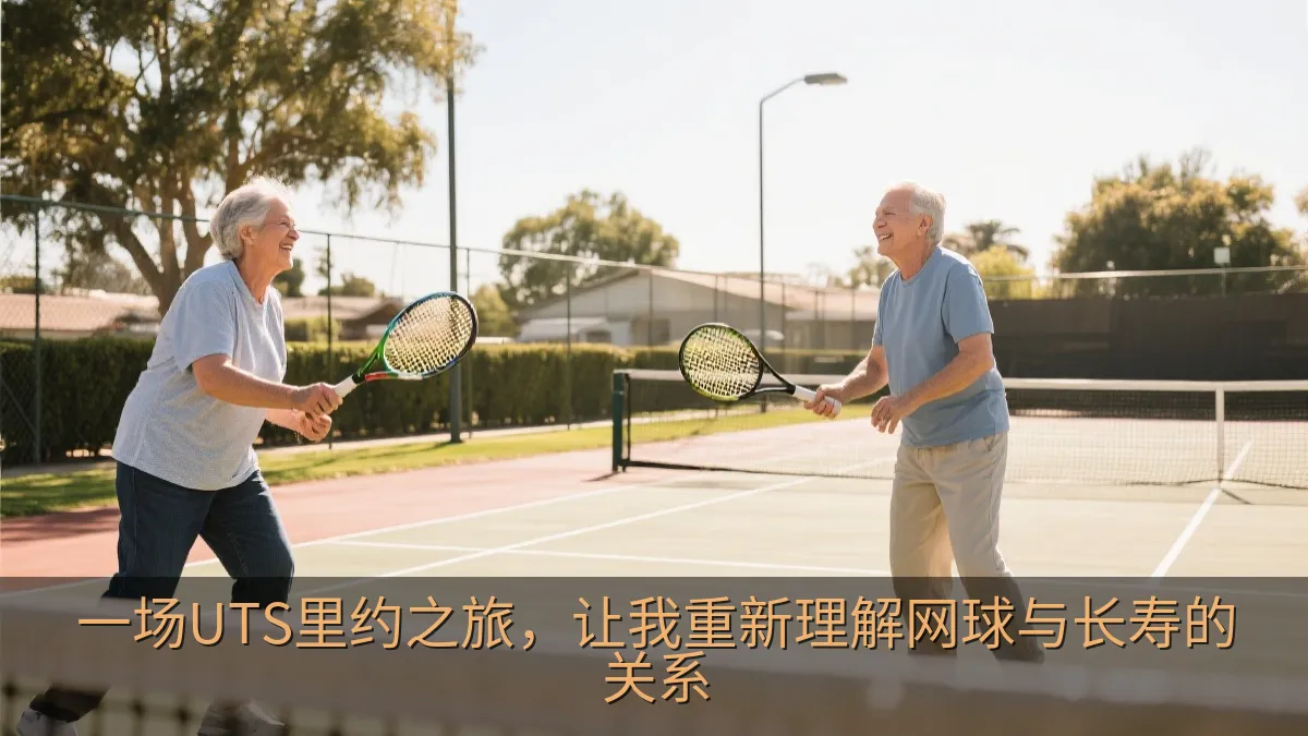 两名业余网球爱好者在阳光下的球场上对打